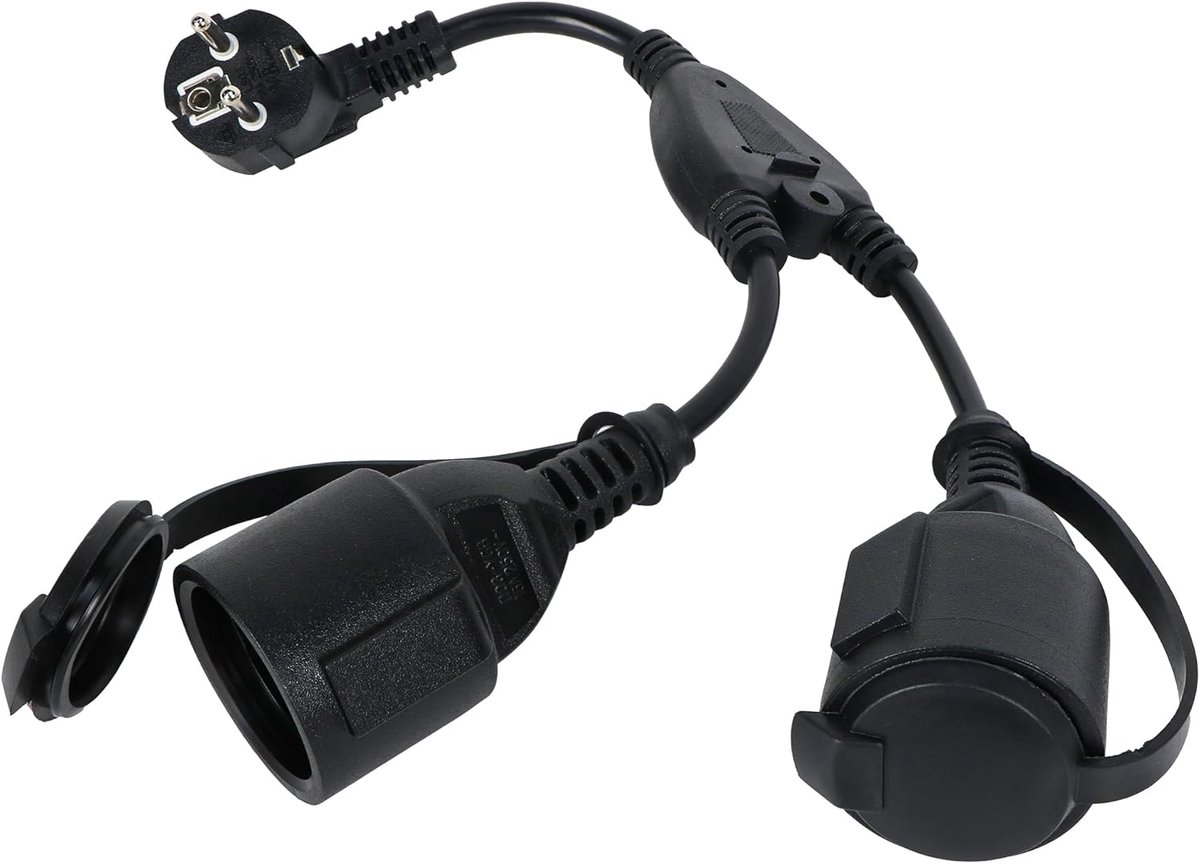 SnelShoppen - Outdoor Verlengsnoer met 2 Schuko Stopcontacten - IP44 Waterdicht, Stekkerdoos voor Thuis, Kantoor en Buitengebruik, Ideaal voor Tuin, C