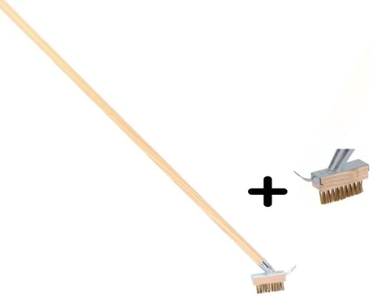 Thijox - Onkruidborstel met Schraper + Extra Voegenborstel en Schraper - 3-delige set voor Effectieve Tuinonderhoud - 160cm Steel - Ideaal voor Tuin,