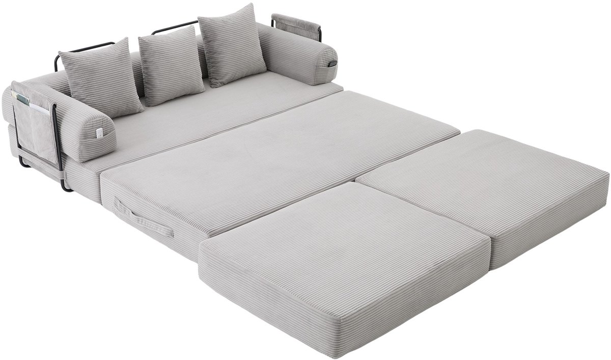 YYchan modulaire bank met hocker - grijs - 200 x 190 x 67 cm