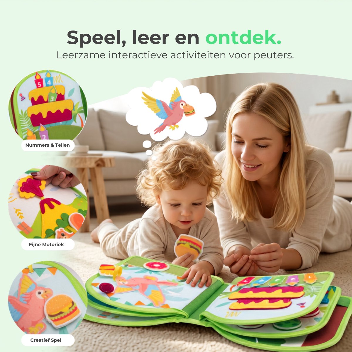 Mauzek® Busy Board Bos - Montessori speelgoed - Peuter Speelgoed - Dreumes - Activiteitenboek - Sensorisch Speelgoed - Reisspeelgoed - Educatief Speelgoed - Jongens - Meisjes - Voor in de auto - Voor onderweg - 1 jaar - 2 jaar - 3 jaar - 4 jaar — afbeelding 9