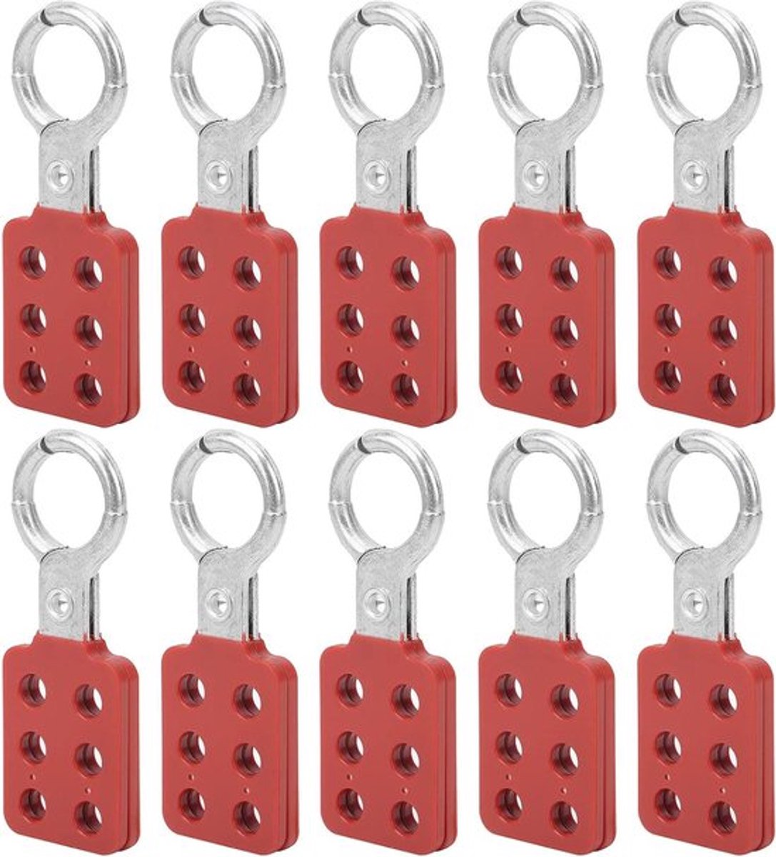 - Brandveilige 6-gaats vergrendelingsbeugel - Beugel - Nylon PA-handgreep - Rood - Aluminium vergrendelingshaak - Energiebroncontrole - Industrie - Chemie - Elektriciteit - Aardolie - Steenkool