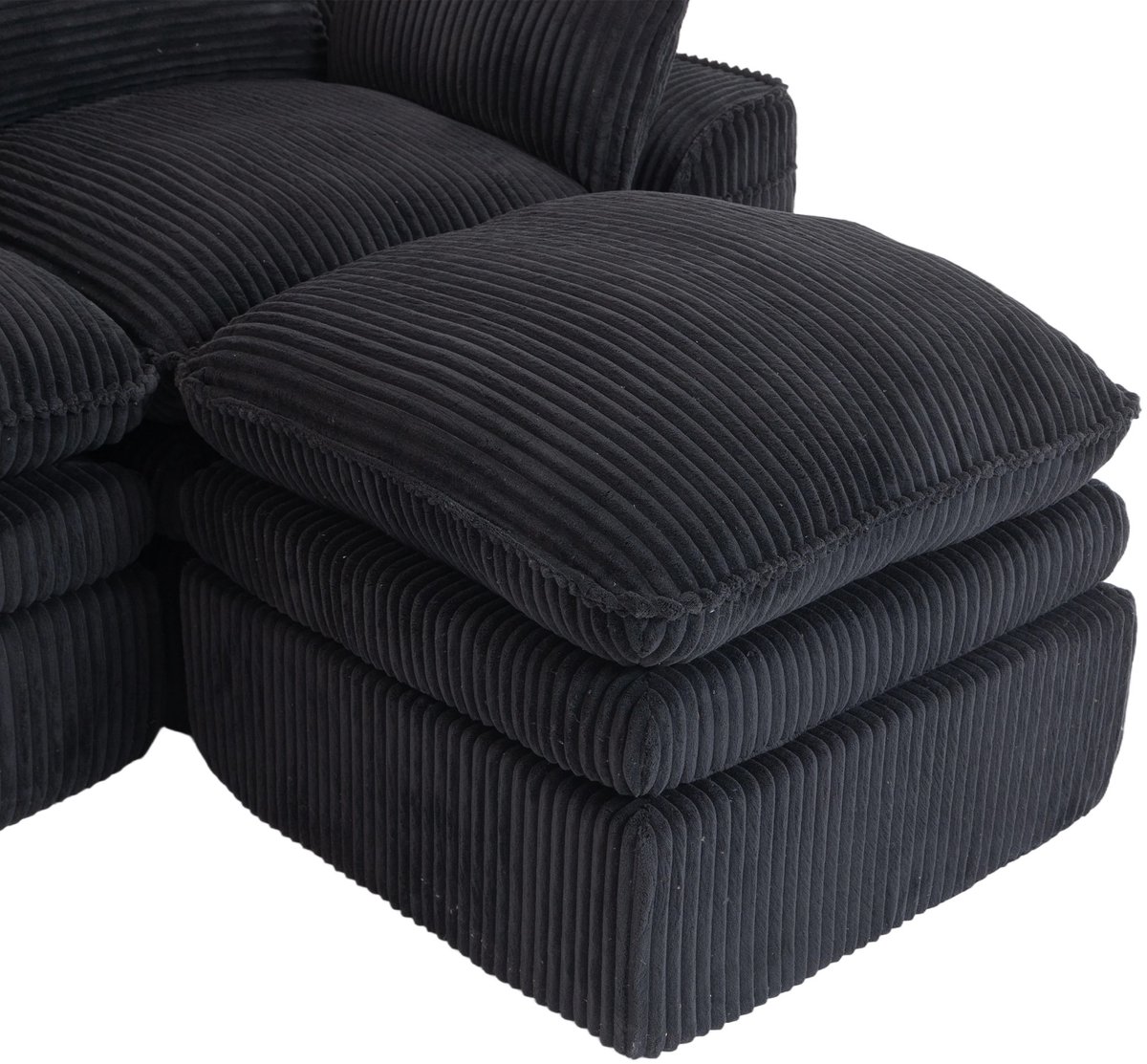 YYchan modulaire bank met hocker - zwart - 263 x 167 x 85 cm