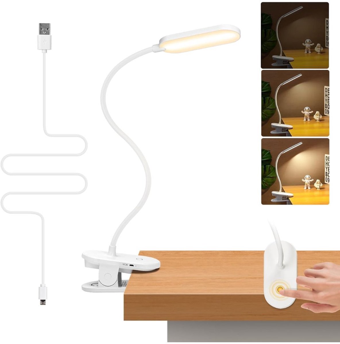 Ploutos® Bureaulamp - LED Bureaulamp - Klembare Tafellamp - Wit - 20cm x 20cm x 15cm