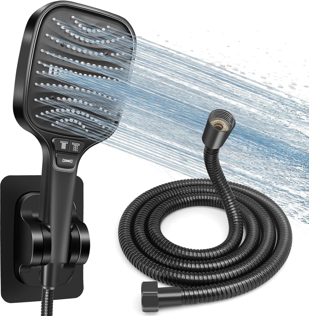 SnelShoppen - Doucheset met 1,5m Slang & Houder – XXL Hoogdruk Regendouchekop 120mm, 8 Straalstanden, Waterbesparend, Universeel voor Bad en Douche (Z