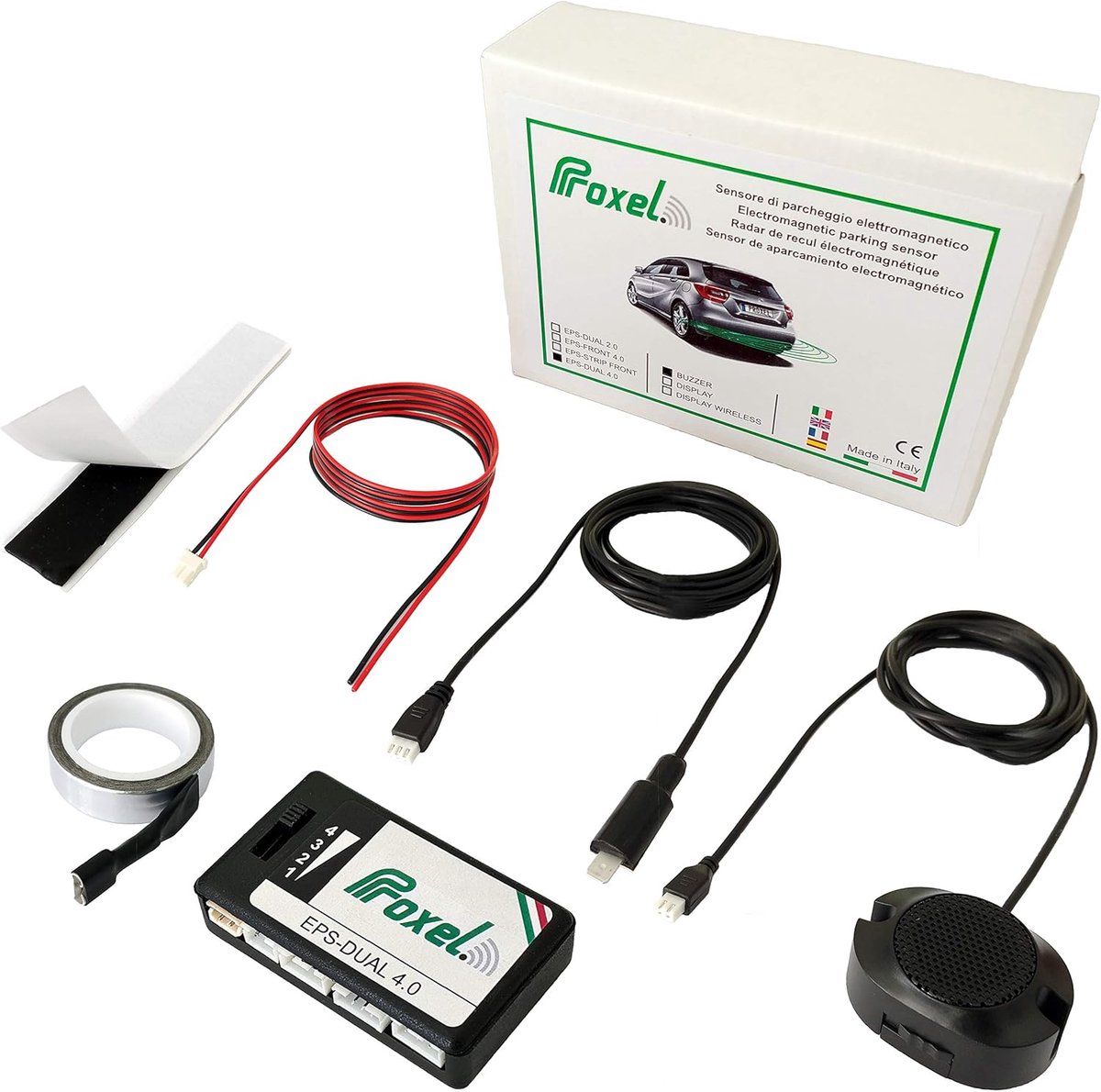 Thijox - Achter Onzichtbare Elektromagnetische Parkeersensoren EPS-DUAL 4.0, Universeel, Boren Vrij, Akoestische Signalering, Veilig Parkeren, Innovat