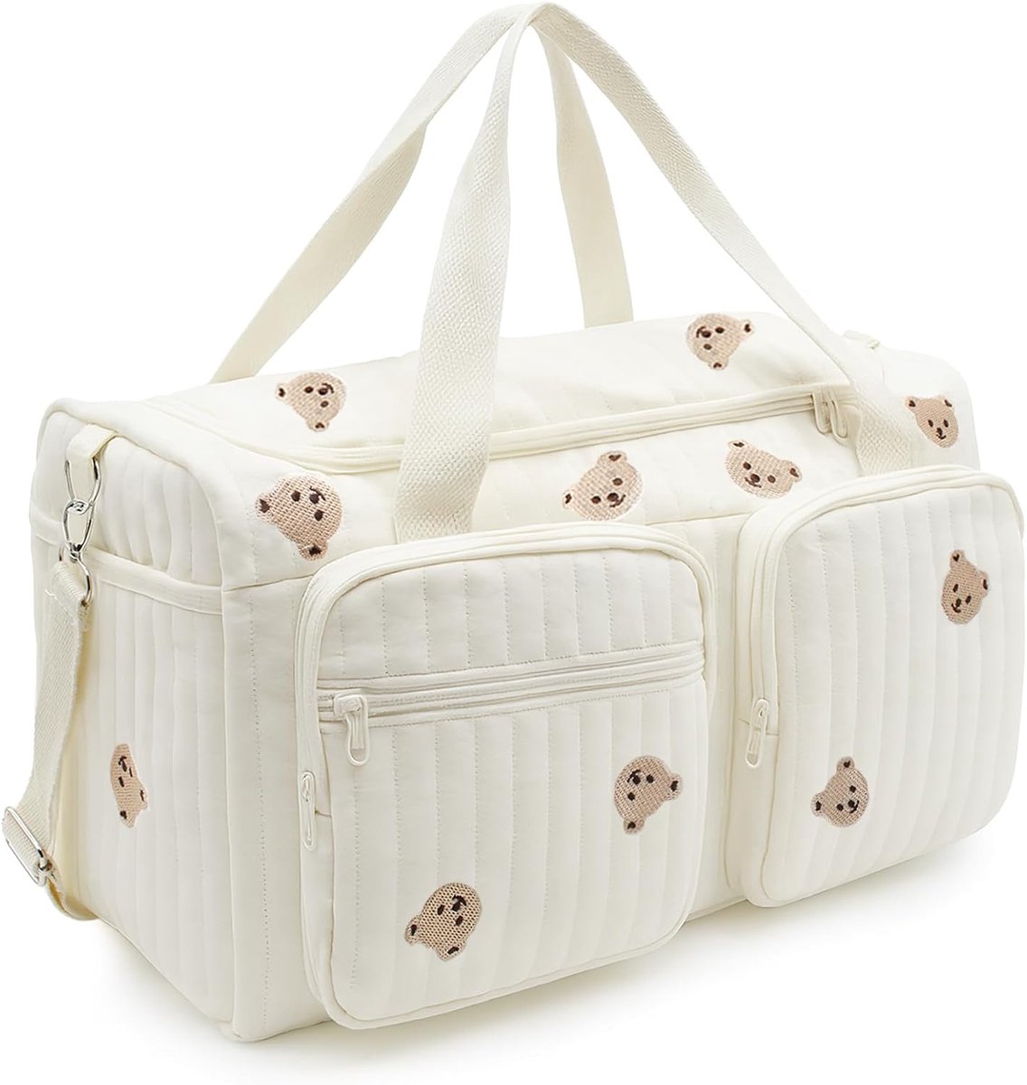 Thijox - Grote Luiertas Ziekentas 48x22x26 cm - Babyluiertas Mommy Bag van Katoen met Borduurwerk - Ideaal voor Onderweg, Ziekenhuis, Reizen, Kinderwa