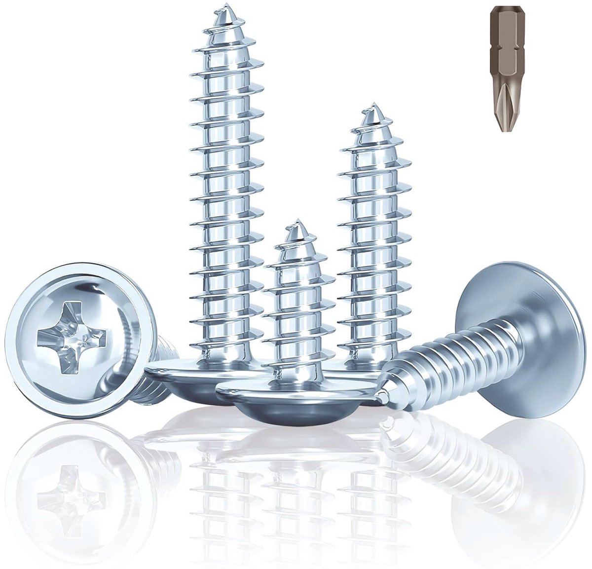 Thijox - 210 Stuks Plaatschroeven 4,2 x 13 mm - Houtschroef, Zelftappende Schroeven met Schijf, Verzinkt, Platte Kruiskop, Volledige Schroefdraad voor