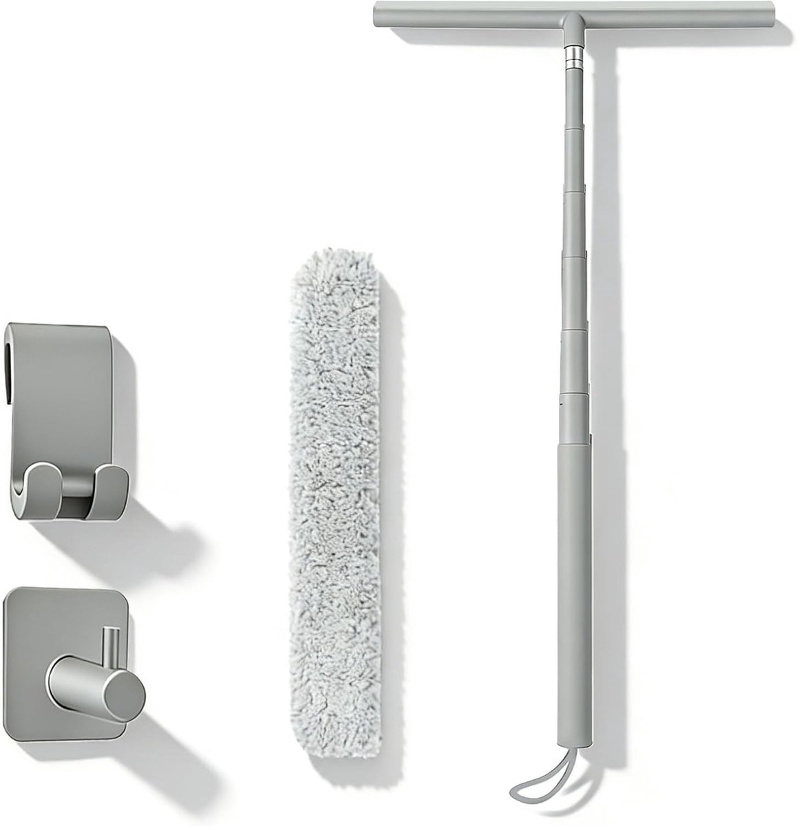 SnelShoppen - Douchewisser lange steel 29-120 cm, telescoop raamwisser, douchewisserset met houder, siliconen vloertrekker voor badkamer, tegels, spie