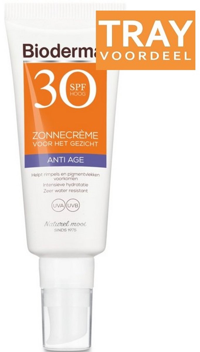 BIODERMAL ZONNECREME VOOR HET GEZICHT ANTI AGE SPF 30 HOOG ZONNEBRAND 10 X 40 ML