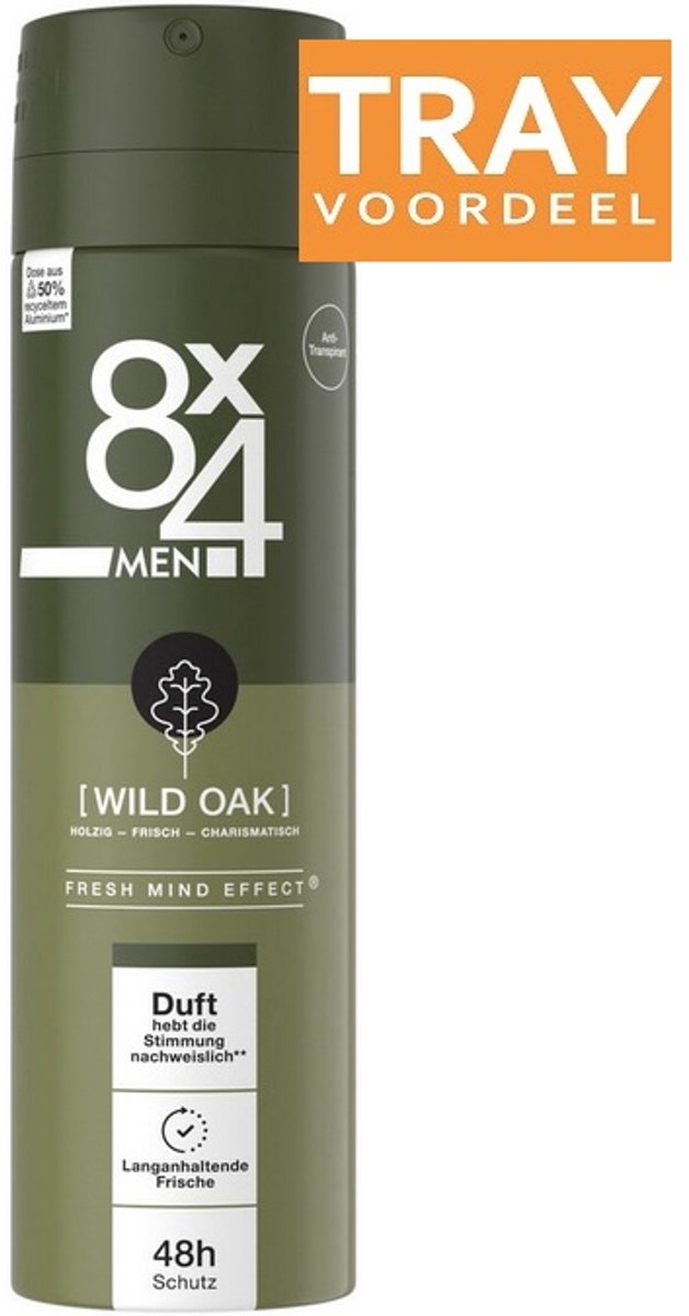 8X4 MEN WILD OAK DEODORANT SPRAY 30 X 150 ML