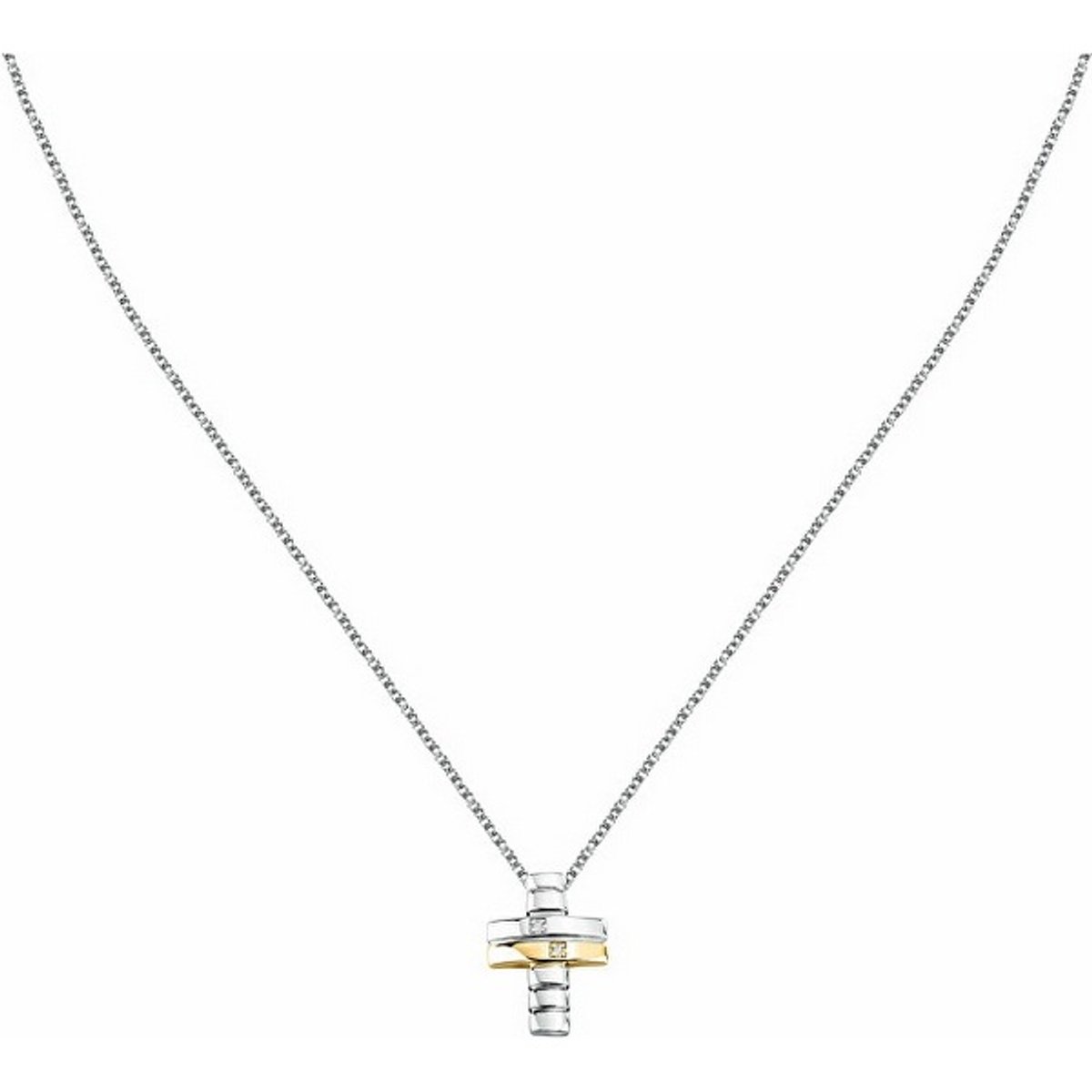 MORELLATO DIAMONDS SAYE02 ZILVEREN/GOLD-PLATED KRUIS KETTING 1 STUK