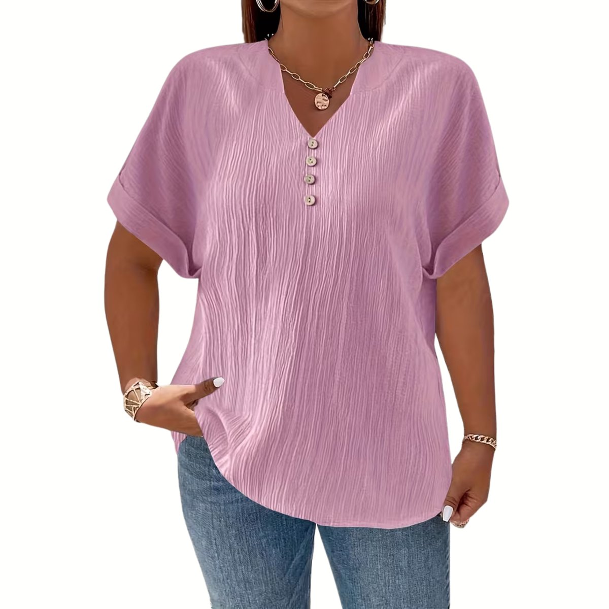 Currero Topje Dames - Top Kleding - Shirt - Blouse - Kort - Volwassen - Roze 1XL