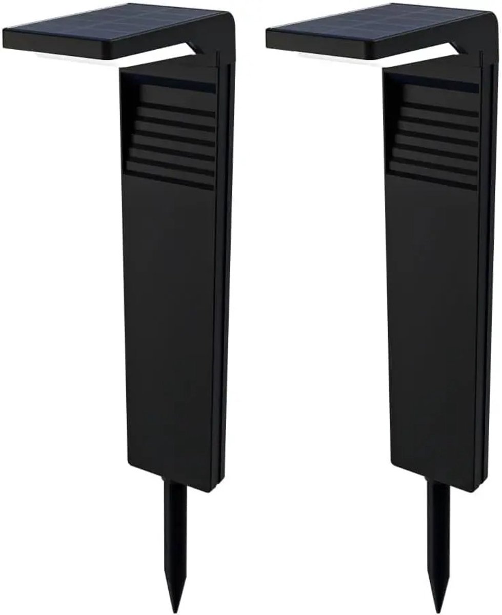Evaux Boutique solar tuinverlichting - 2 Stuks tuinverlichting op zonne-energie – Tuinverlichting solar - Warm wit – Waterdicht - Hoogwaardige LED tuinlampen - Voor tuinpad, siertuin, oprit, loopbrug en achtertuin, oprit, voortuin - Zwart