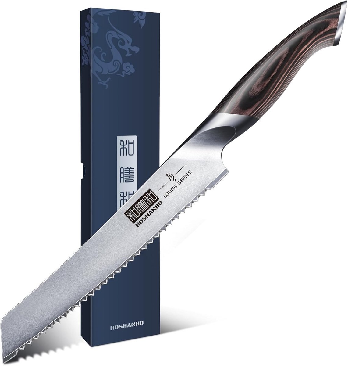 Thijox - Professioneel Broodmes 8 Inch - Japans Gekarteld Broodmes van Koolstofvrij Staal - Perfect voor Zelfgemaakt Brood, Keuken, Bakken, Hobbykoks