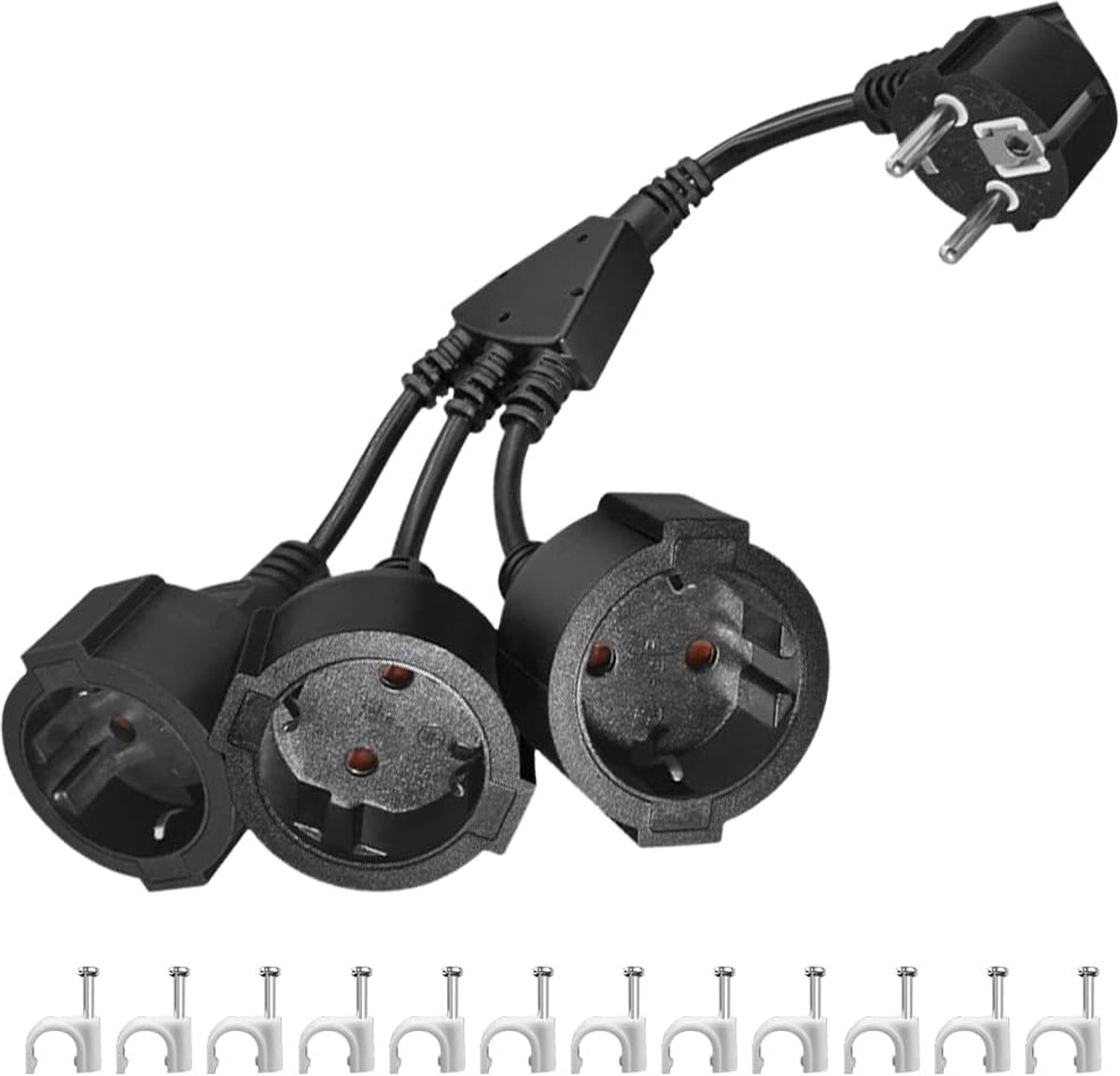 Thijox - Verlengkabel met 3-voudig stopcontact, 3-in-1 flexibele verlengkabel, waterdicht IP44, 16 A/250 V, 1,5 mm² voor thuis, kantoor, buiten, campi