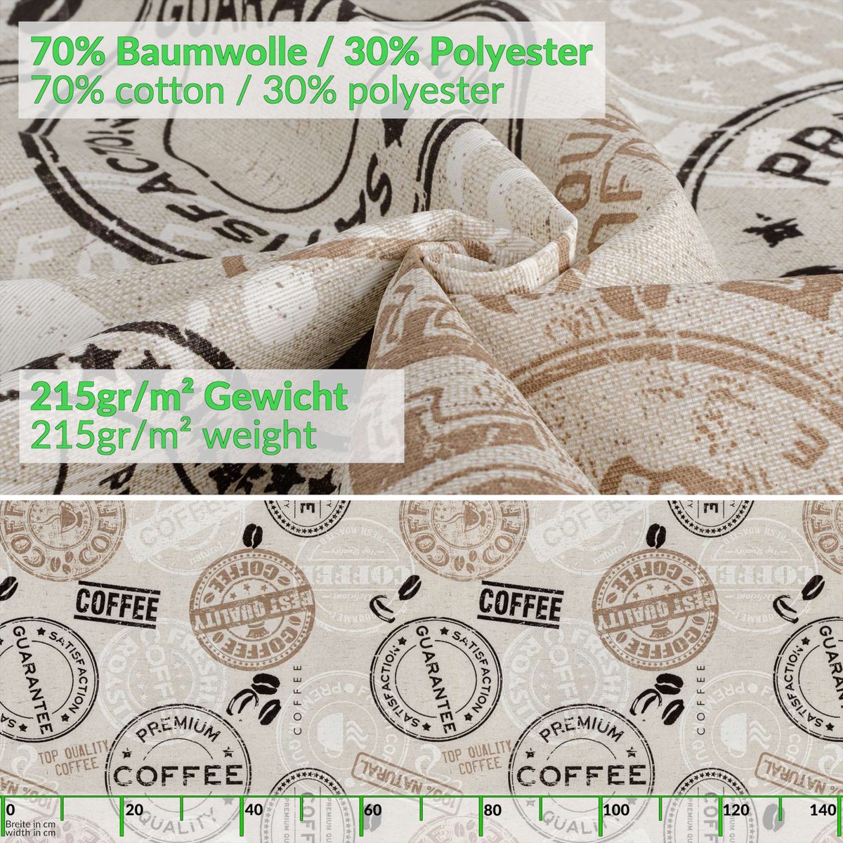 ANRO Tafelkleed Koffie Meerkleurig Ovaal 240x140cm Rechte rand Afwasbaar Waterafstotend