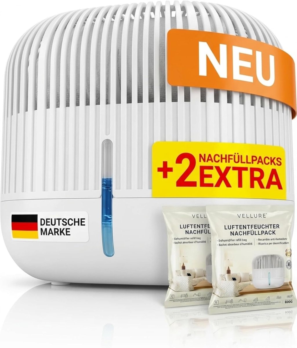 Thijox - Luchtontvochtiger zonder stroom met 2 x 600 g navulverpakkingen - Ideaal voor badkamer, kelder en meer tot 25 m² - Granulaat luchtontvochtige