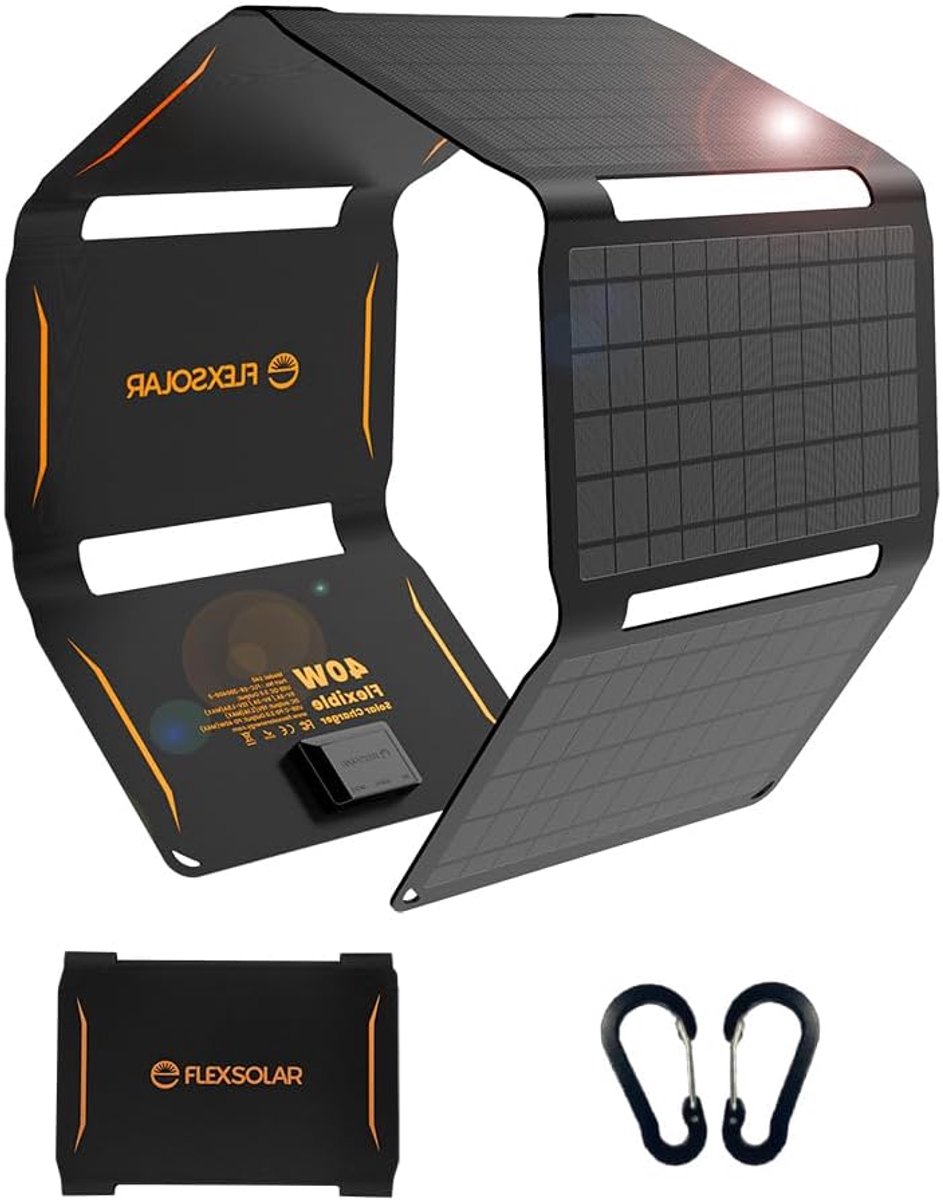 Thijox - FlexSolar Draagbare Zonne-Laders 40W USB, Opvouwbare Zonnepanelen met ETFE, Waterdicht IP67, Ideaal voor Kamperen, Wandelen, Noodvermogen voo