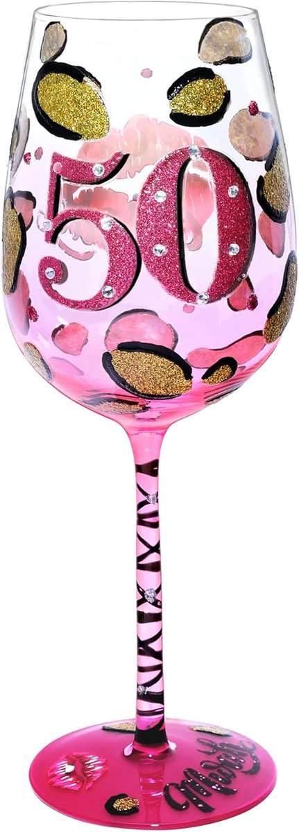 Thijox - Handgeschilderd Wijnglas Kus 15oz - 50 Jaar Oude Ambacht - Perfect Cadeau voor Verjaardag, Feest, Vrienden - Uniek en Persoonlijk
