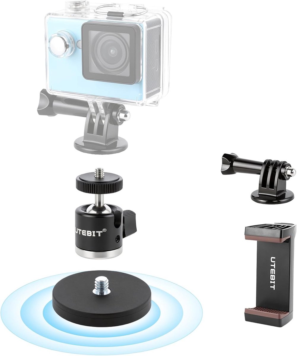 Thijox - 43 mm Magnetische Houder met 360° Draaibare Kogelkop voor Camera, LED Lampen en Microfoon - Aluminiumlegering, Ideaal voor Statief en Creatie
