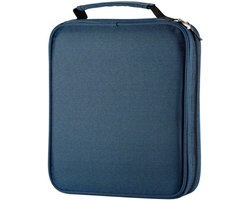 Thijox - Grote Capaciteit Pencil Case Oxford Pennenetui met Handvat voor 120 Standaard Potloden en Kleurpotloden, Draagbare Organisator in Blauw