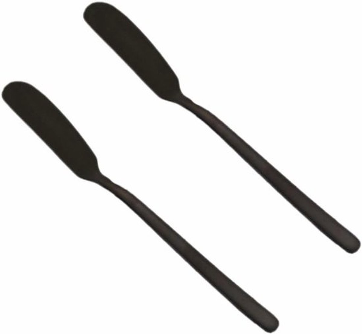 - Botermessen Set - Roestvrij Staal - Lang Handvat - Tafelmes - Kaasmes - Ontbijtmes - Zwart - Geschikt voor Kaas en Dessert