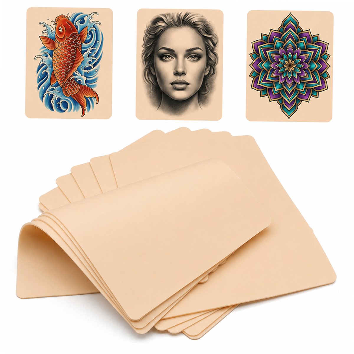 OUYLAF 10 stuks tattoo accessoires - Tatoeagehuid - Tattoo oefenhuid dubbelzijdig - Tattoo set - 15*20cm - tattoo kit - voor beginners en ervaren tattoo-artiesten