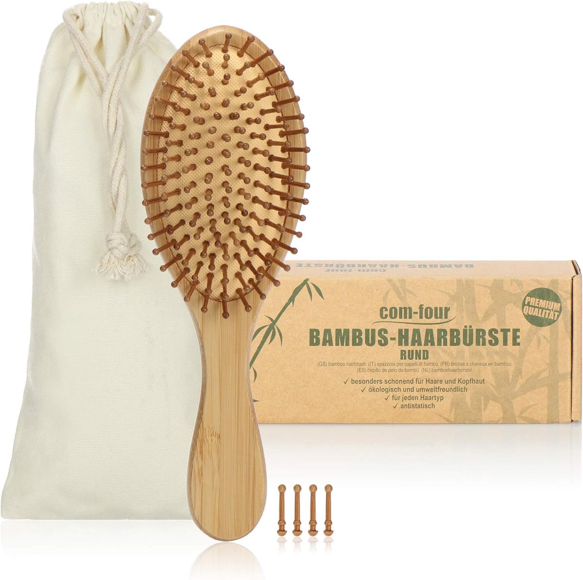 SnelShoppen - Natuurlijke Bamboe Haarborstel - Milieuvriendelijke Borstel met Natuurlijke Haren voor Alle Haartypes - Unisex - 1 Stuk - Voor Kinderen,