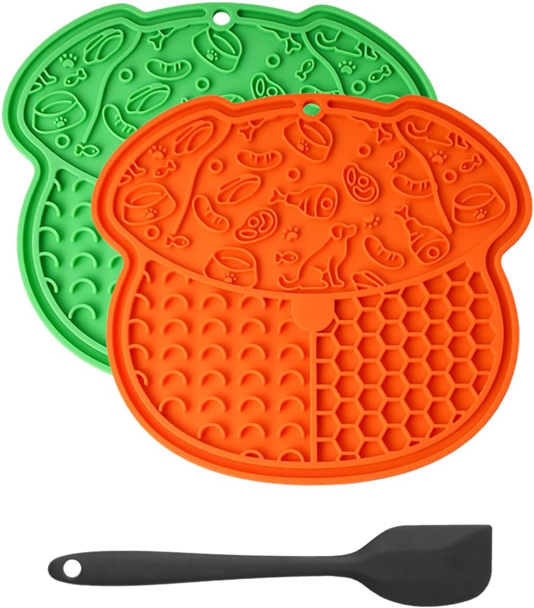 SnelShoppen - 2 Pack Licky Mats voor Honden en Katten, BPA-vrij Slow Feeding Lick Mats met Zuignap voor Angstverlichting, Lick Mat voor Verzorging en
