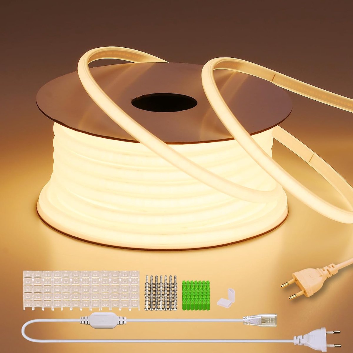 Thijox - 30M COB LED Strip Licht Buiten Waterdicht 3000K Warm Wit 300W CRI 90+ Flexibele LED Strip voor Tuin, Slaapkamer, Commercieel Gebruik