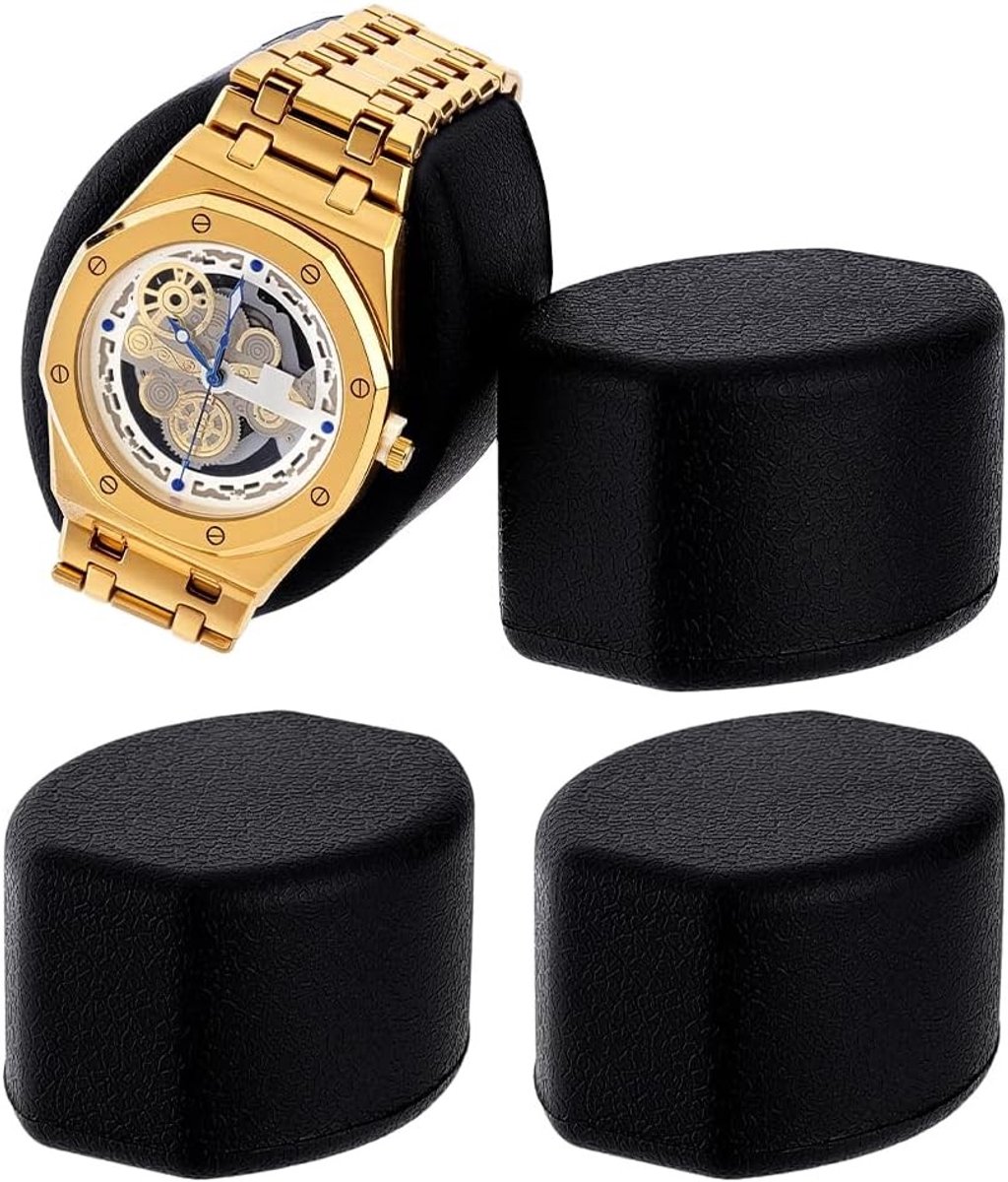4 Stuks Horloge Kussens voor Horloge Winder, Zwart Horloge Houder en Opbergkussen voor Automatische Horloges, Ideaal voor Mannen en Vrouwen, 5x6.3x3.8cm