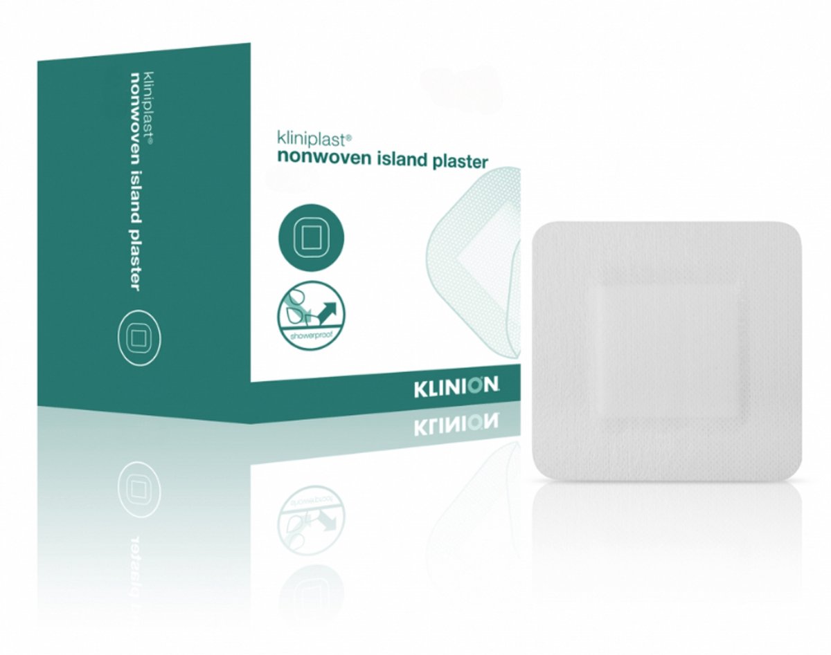 Kliniplast Island waterdichte eilandpleister 9x10cm Klinion - Wit - Non woven - XL pleister - Waterdicht