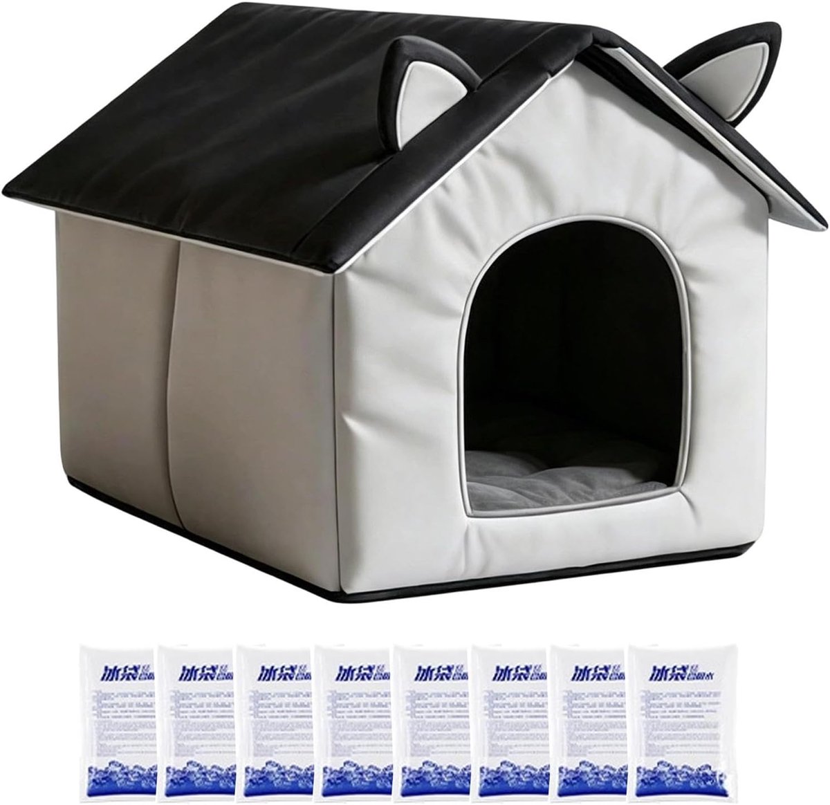 Koelend Kattenhuis - Huisdier Bed - Zomerse Rust - Met 8 Ijs Packs - 33 x 33 x 33 cm