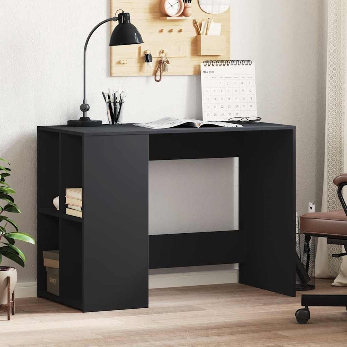 Bureau - Werktafel - Thuiswerken - Stabiel houtmateriaal - 102 x 50 x 75 cm - Zwart