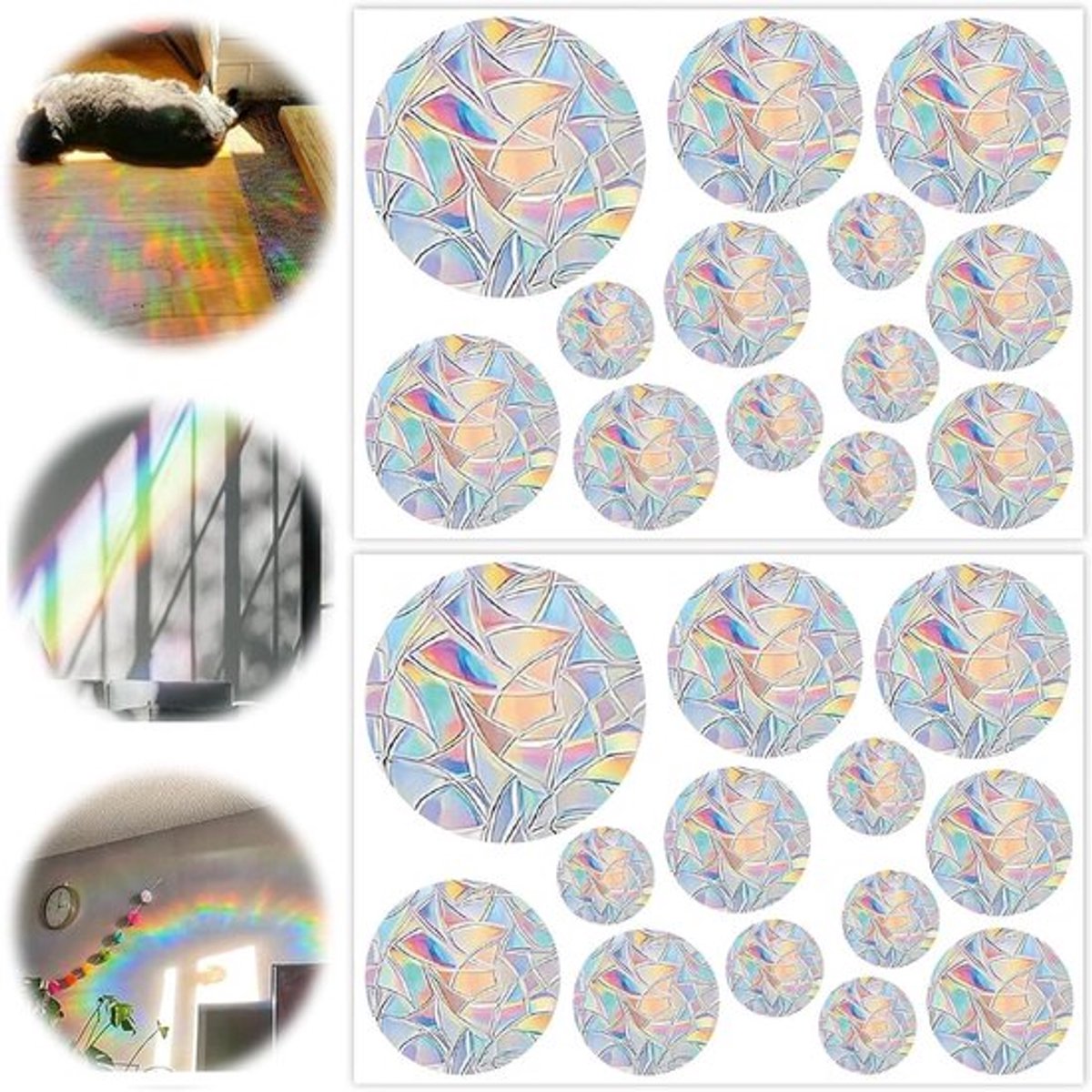 Allecto Plus - Raamstickers Zonnecatcher Regenboog Vogels - Glas Anti-botsingen