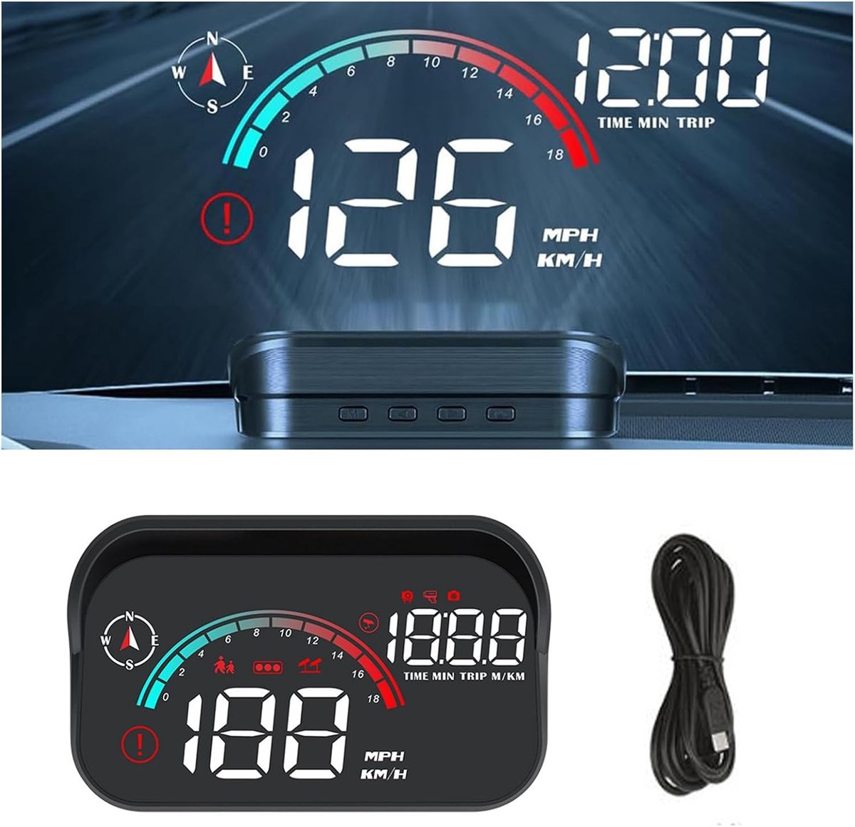 Head Up Display Auto - Voorruitprojector Meter - Veilig Rijden - Automatische Helderheid - Niet Gespecificeerd - Zwart