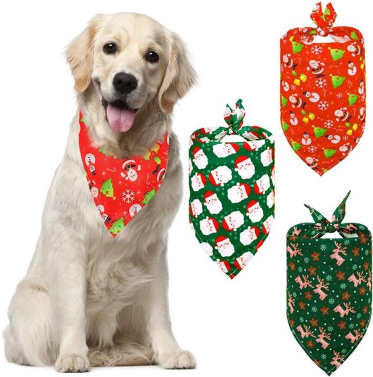 Inovra Plus - 3 Vrolijke Kerstbandanas voor Honden
