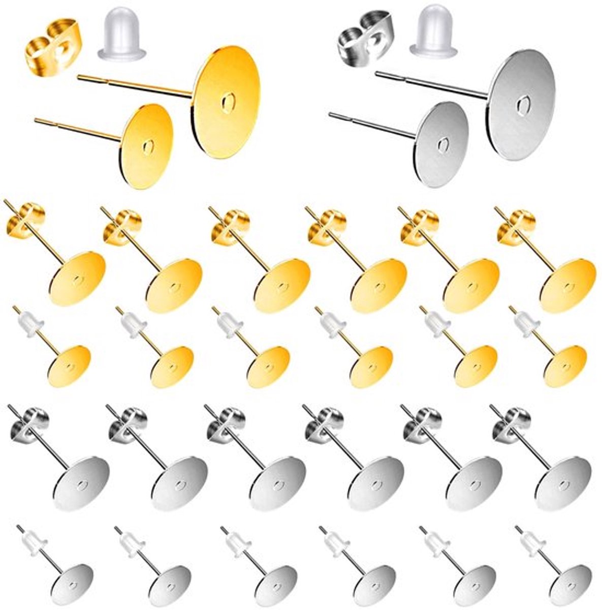 Vt products - Oorstekers - Oorbelstoppers - Goud en Zilver - Roestvrij Staal