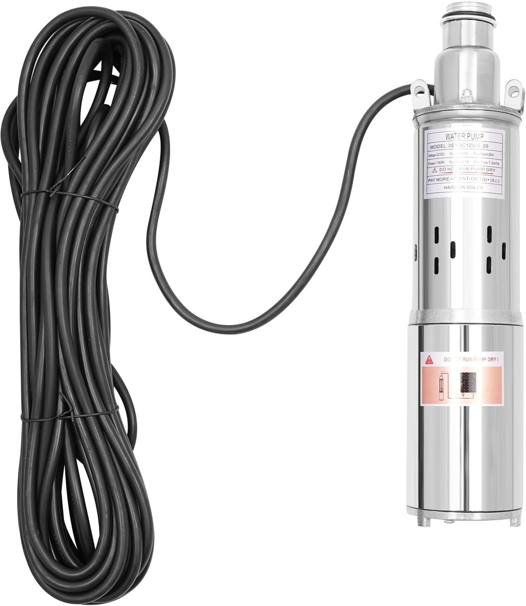 Dompelpomp RVS - Waterpomp Bron - Irrigatie Tuin - Zonne-energie Optie - 20 Meter Opvoerhoogte - Zilverkleurig