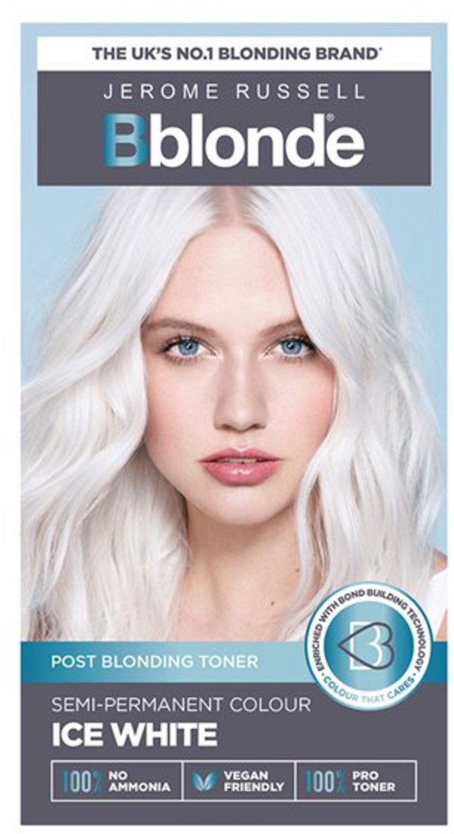 Haartoner IJswit Kit - Jerome Russell Bblonde - Gele Tonen Neutraliseren & Koel Blond - Semi-Permanente Toner met Bond Building - Vegan Kit 40ml