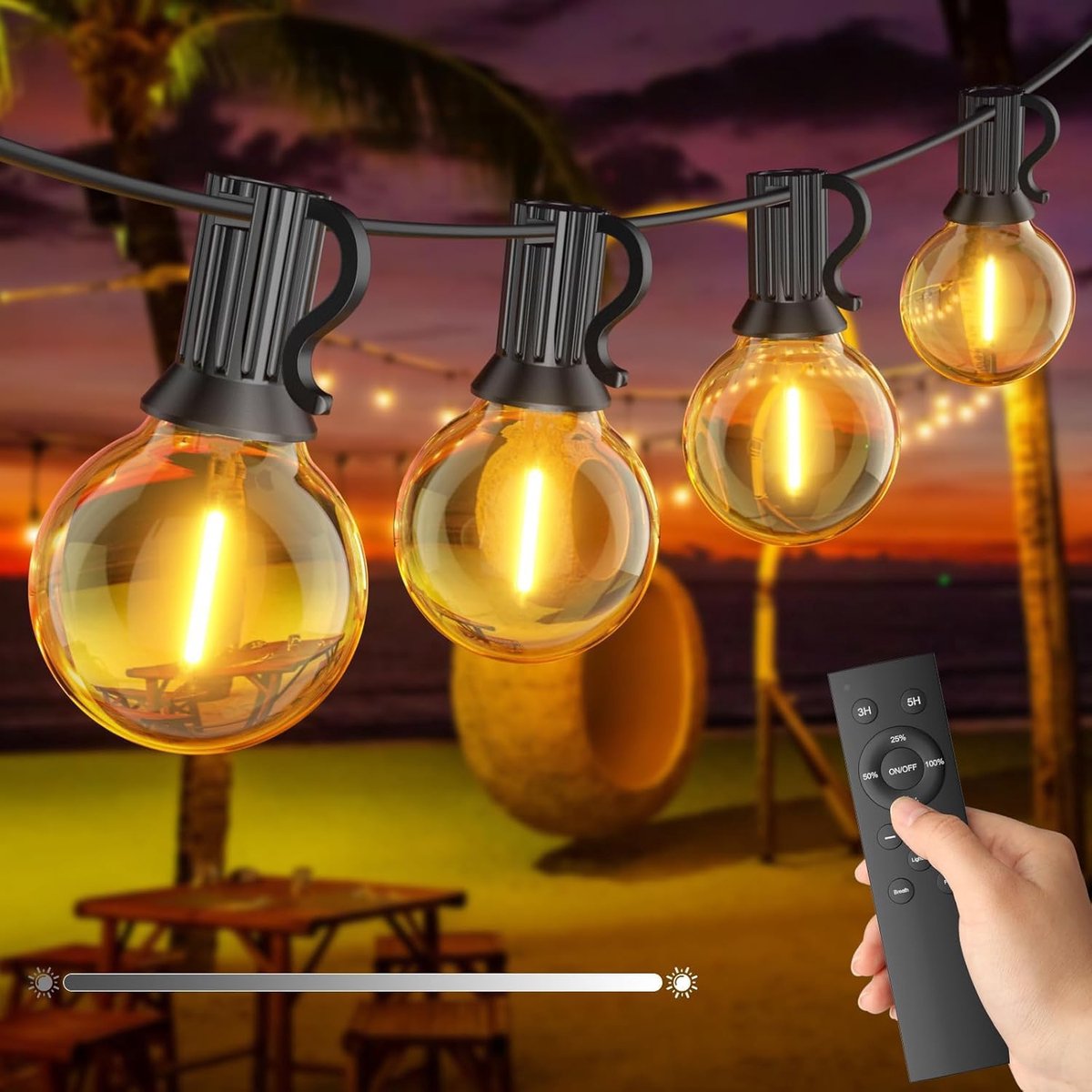 Tuinverlichting Buiten Lichtsnoeren - Terrasverlichting - Buitenverlichting Sfeer - Avondsfeer