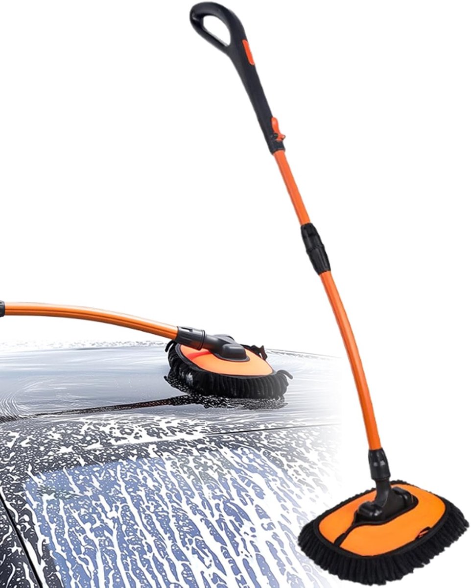 Autowashandje - Reinigingsborstel - Auto Onderhoud - Krasvrij Wassen - 55 cm - Grijs