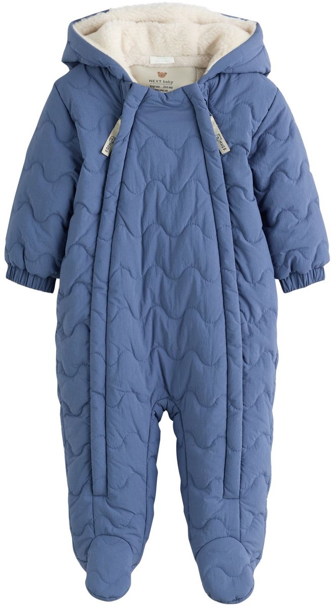 Next - Jongens - Gewatteerde nylon baby-onesie met capuchon - Blauw