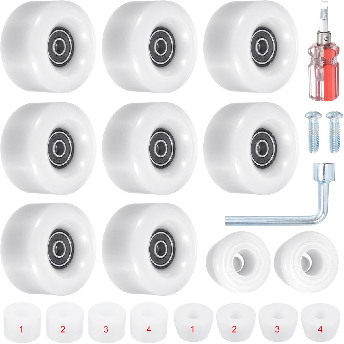 Rolschaatswielen Set Quad Skate Wielen Buiten Skaten Inclusief Teenstoppers 8 Stuks 58mm