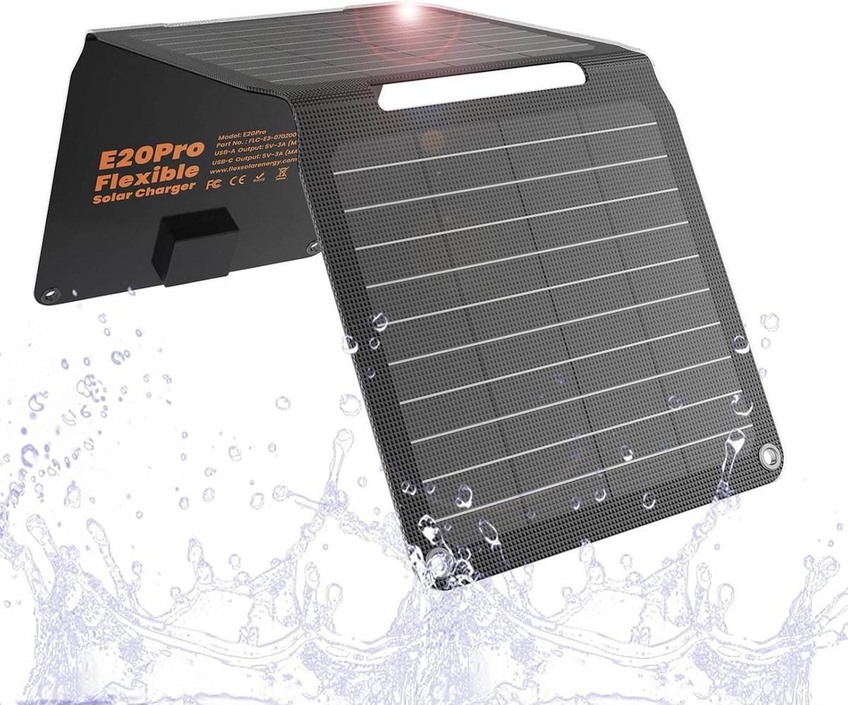 Zonnepaneel Oplader - Opvouwbaar - Waterdicht - Draagbaar - Voor Buitenactiviteiten