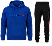 Trainingspak Heren - Joggingpak met Hoodie en Sportbroek - Heren Huispak - Katoen - Paris print - Blauw - L
