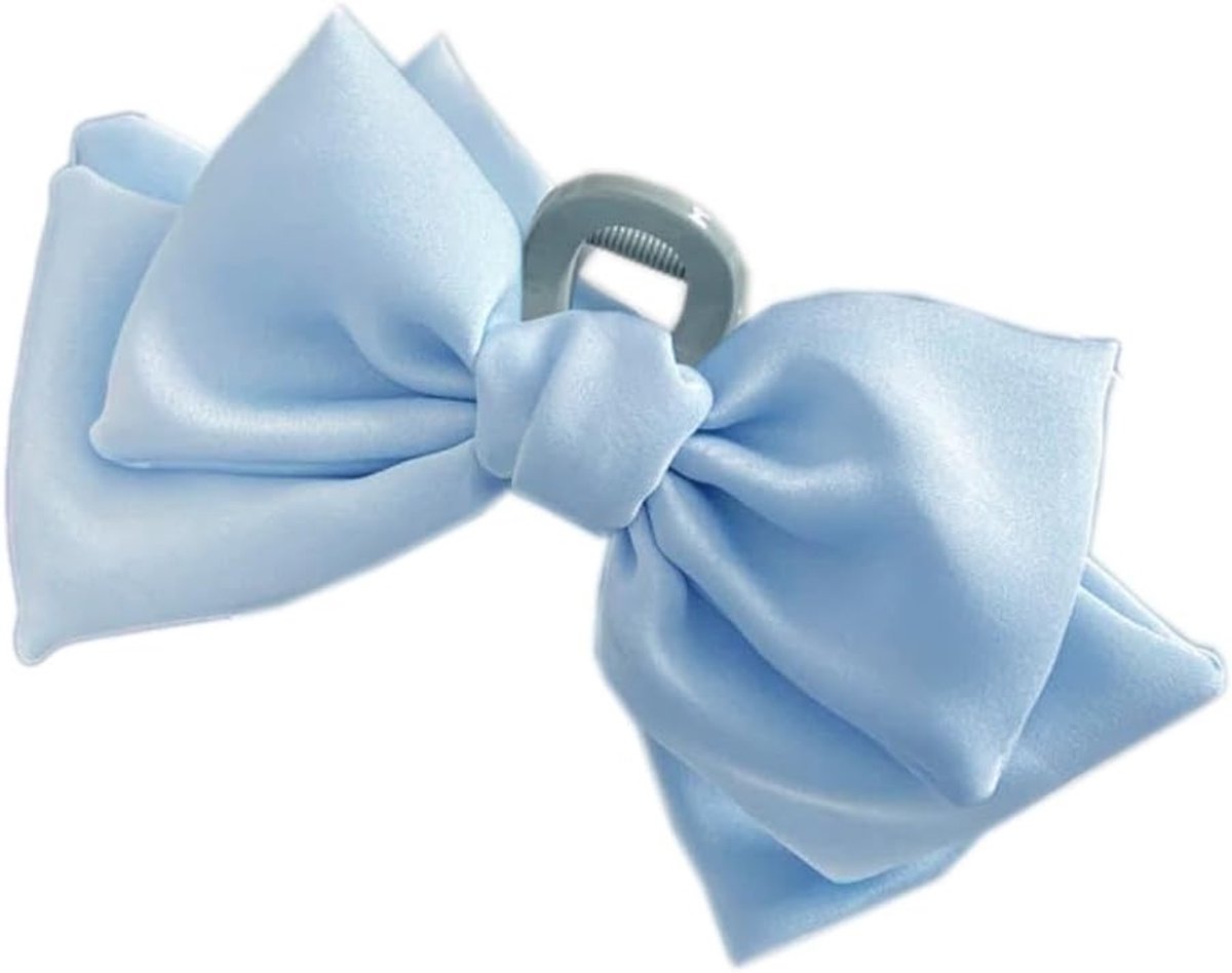 Haarclips met strik in blauw - Set van 6 grote haarspelden, trendy haaraccessoires voor vrouwen en meisjes, perfect voor de zomer