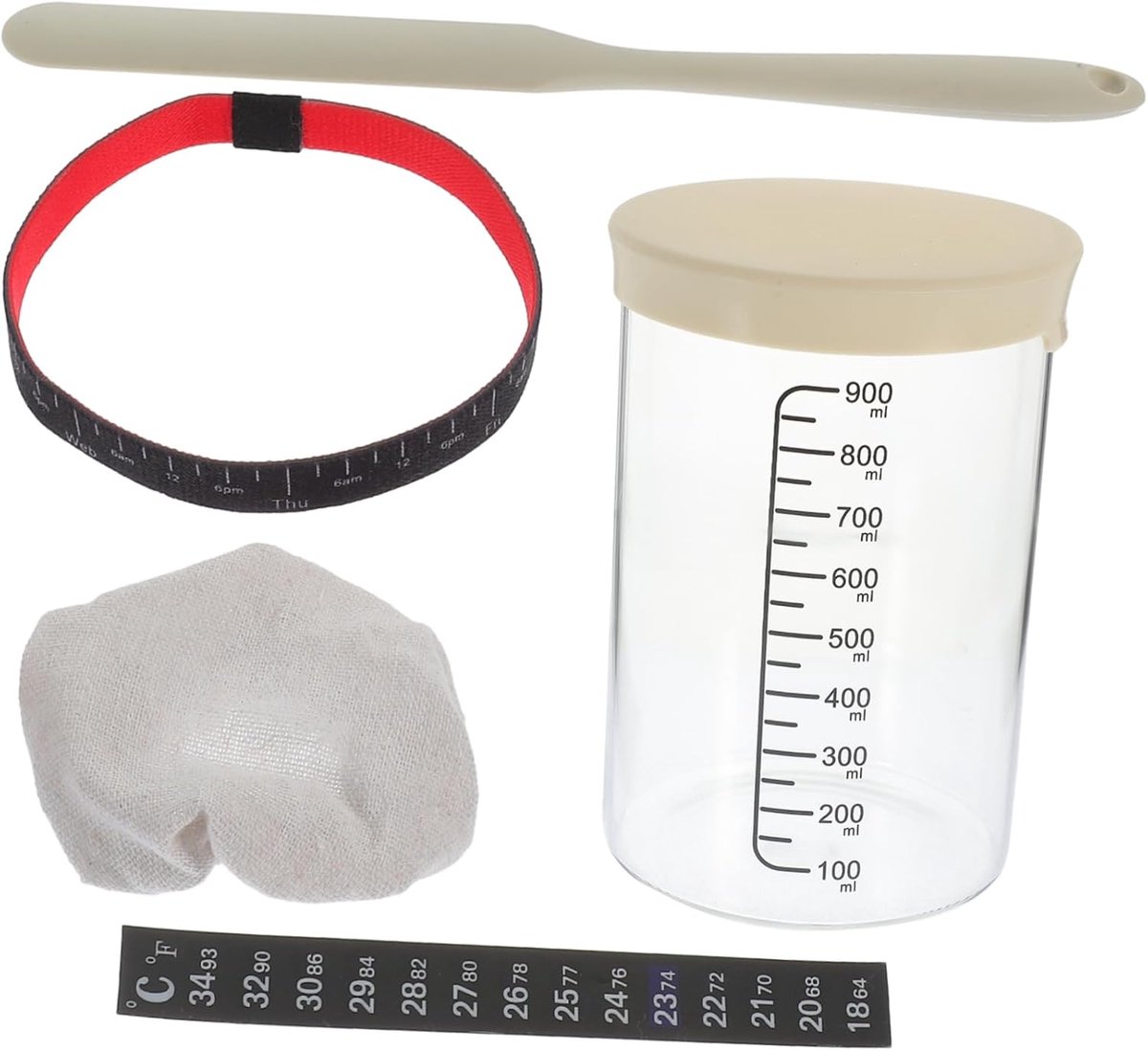 Zuurdesem Starter Pot - Fermentatie Set - Brood Bakken - Verzegelde Container - 15 x 10.5 cm - Diverse Kleur