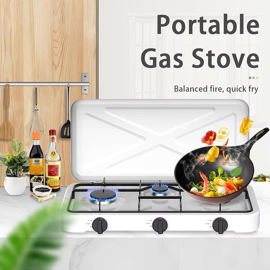 Campinggasfornuis 3 pits - Buiten koken - Kamperen en picknicken - Automatische ontsteking - 57.7 cm breed - Zwart — afbeelding 2