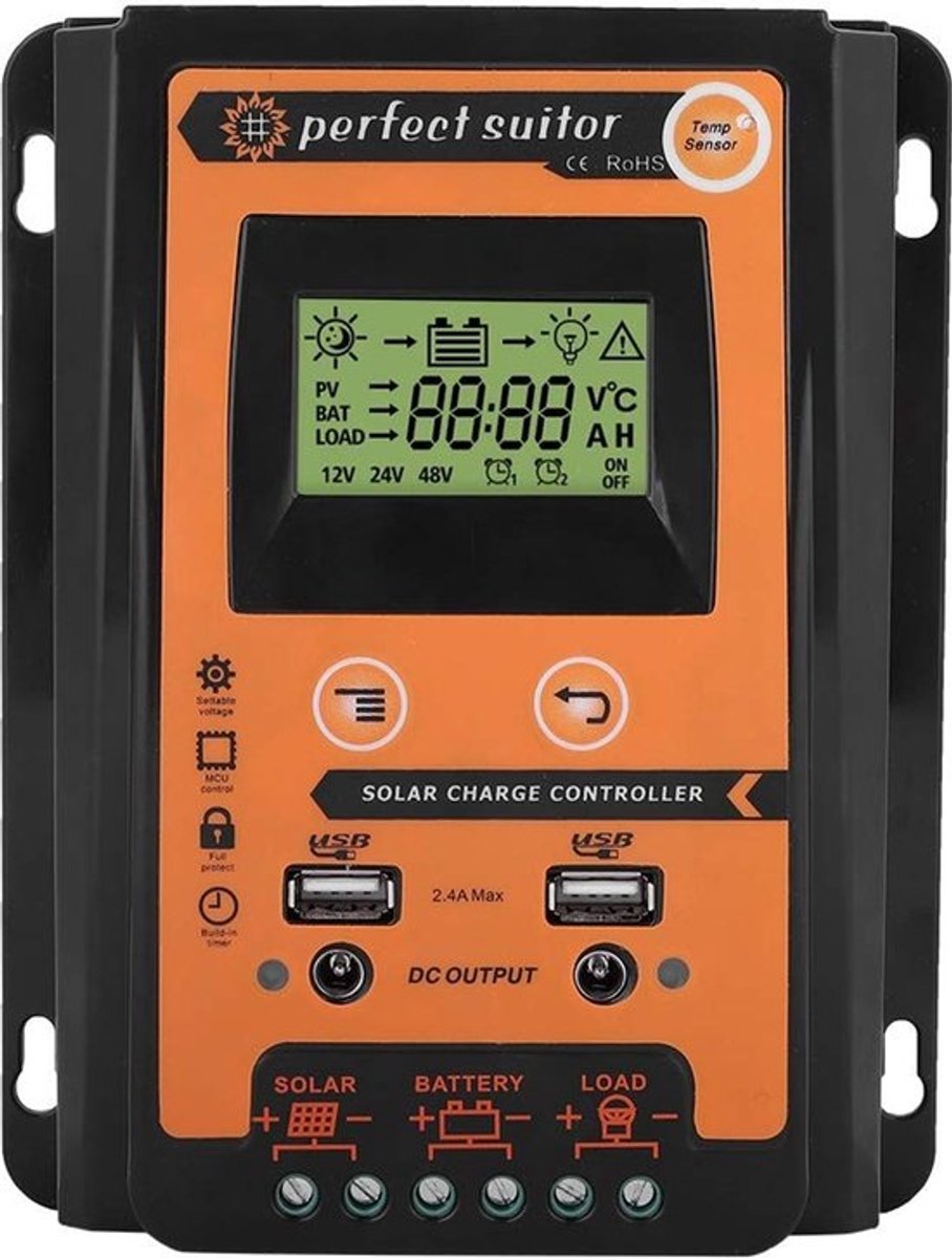 Dailygoody Solar Charge Controller Oranje 30A LCD